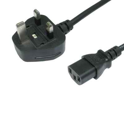 1.8m UK 3 Pin Plug To IEC C13 (Kettle) 5 Amp Cable - Black