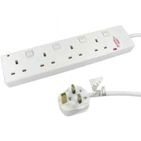 2m 4 Gang Surge Protected LED Indicator UK Mains Extension